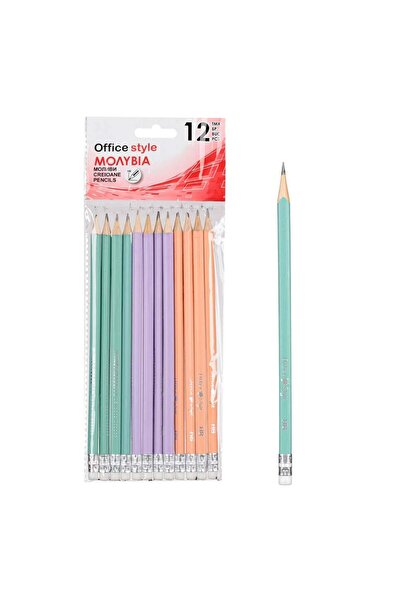 OEM HB Pencils with Eraser Lilac Salmon Green - 12pcs