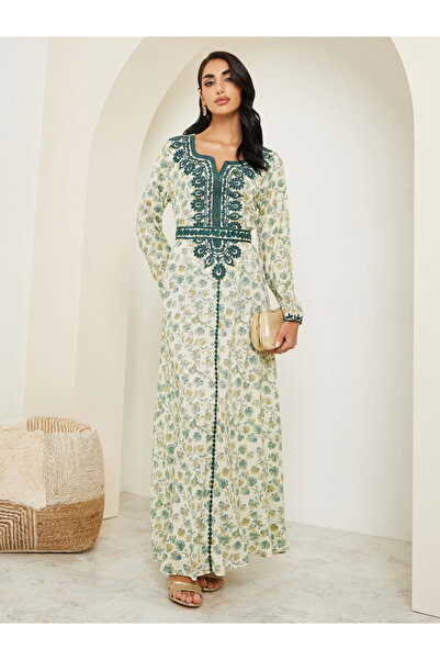 Styli Women Floral Printed Embroidered Jalabiya