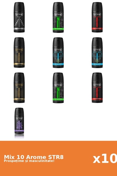 str8 Set 10 Mix STR8: 2x Înainte, 2x FR34K, 1x Joc, 2x Cod Roșu, 1x Ascensiun...