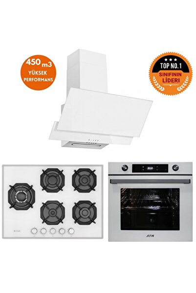 Eminçelik ve AFM TECH Markalı / EVON 5 Gözlü 1'WOK Beyaz Ankastre Set ( 22 38...