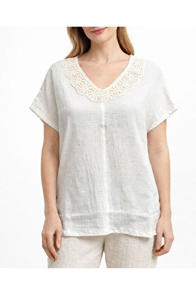 Yena Tekstil Pamuklu Dokuma Kumaştan Basic Bluz