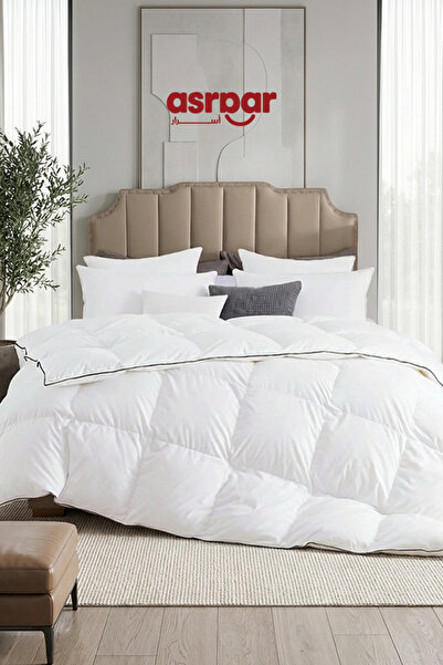 Asraar Luxury Hotel Style White Comforter with Grey Trim – Soft & Comfortable...
