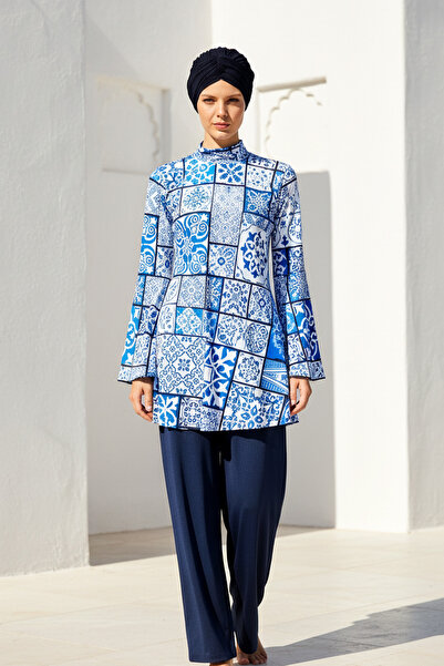 Marina Fully Covered Hijab Swimsuit Navy Blue 1950