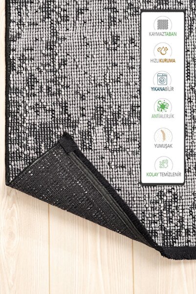 Rothi Cotton Anti-Slip Sole Grey Bath Mat 60x100 Washable Modern Chenille