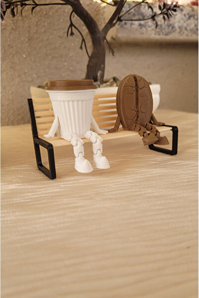 hobier Bankta Oturan Kahve Çekirdeği Kahve Bardağı Figürü Kahve Köşesi Dekoru...