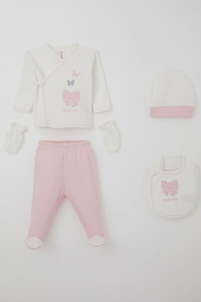 Breeze Baby Girl Hospital Release Outfit, 5-Piece Set with Bow & Butterfly Em...