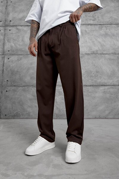 NOMARC Pantaloni largi din țesătură GST maro