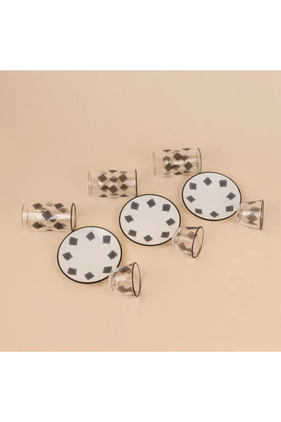 TULIN طقم فناجين شاي وقهوة مكون من 18 قطعة، مصنوع من الزجاج والسيراميك، بنقشة...