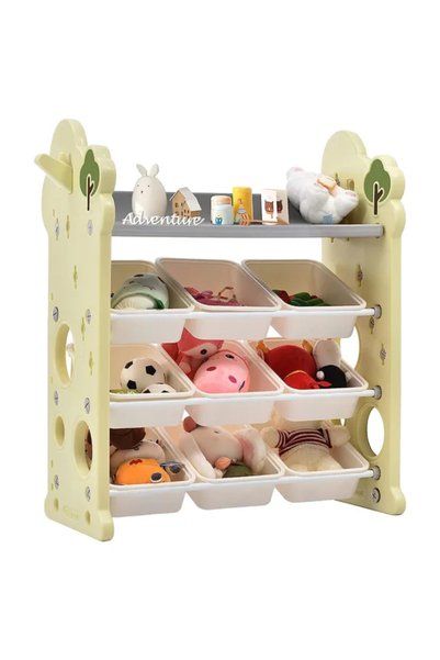 LITTLE ANGEL Toys Organizer Cabinet With 9 Bins & Hook