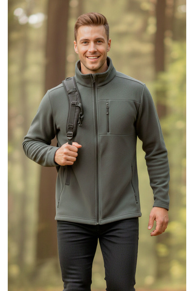 erba Men's Softshell Fleece Standard Full Zip 3-Pocket Men's Fleece Cardigan ...