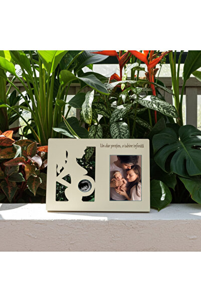 damoro Photo frame for ultrasound and 1 classic photo, Natural Wood