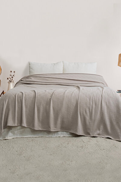 Cotanique Dama Çift Kişilik Yatak Örtüsü & Pike 210 x 230 cm Bej