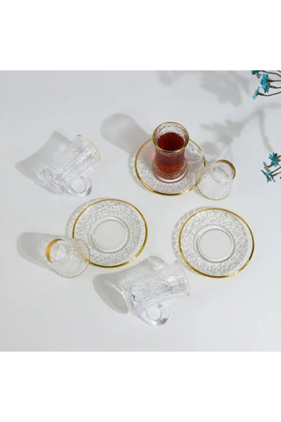 TULIN طقم تقديم فاخر للشاي والقهوة بحواف ذهبية – 36 قطعة