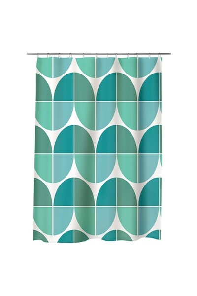 OEM Perdea de duș, perdea de cadă cu stea artistică, imprimeu cu forme verzi,...