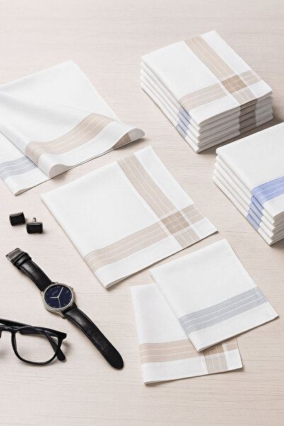 Hepsine Rakip Set de 12 batiste de buzunar pentru bărbați 42x42 cm Bumbac Mir...