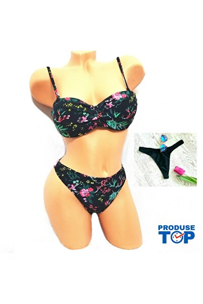 Produse.Top Two-Piece Bathing Suit with Push-Up Bra and Detachable Straps