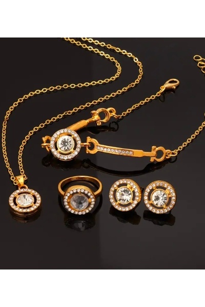 DEROSA JEWELRY&TEXTILES 5 PARÇA 316 PASLANMAZ ÇELİK SET BİLEKLİK,LOLYE KÜPE V...