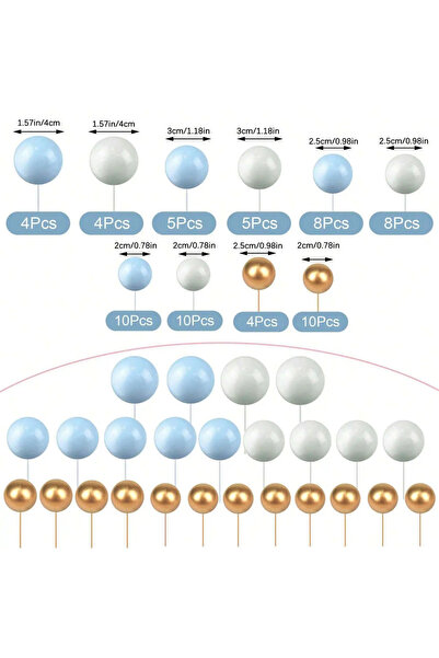 Choice مجموعة من 68 قطعة من قبعات تزيين الكيك على شكل كرات ذهبية صغيرة مزينة ...