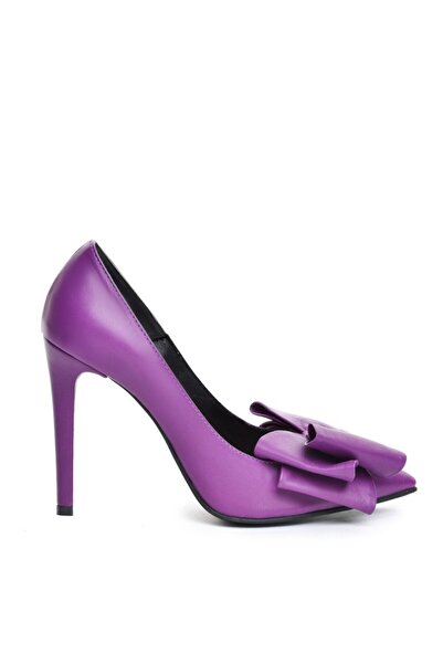 The 5th Element Purple genuine leather stiletto shoes with bow