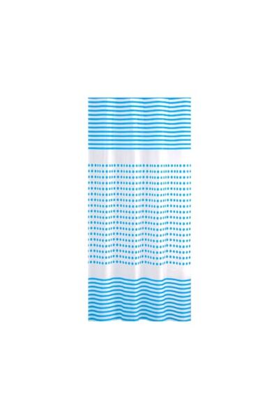 NAGO Shower Curtain 180x180 cm Blue Stripes and Dots