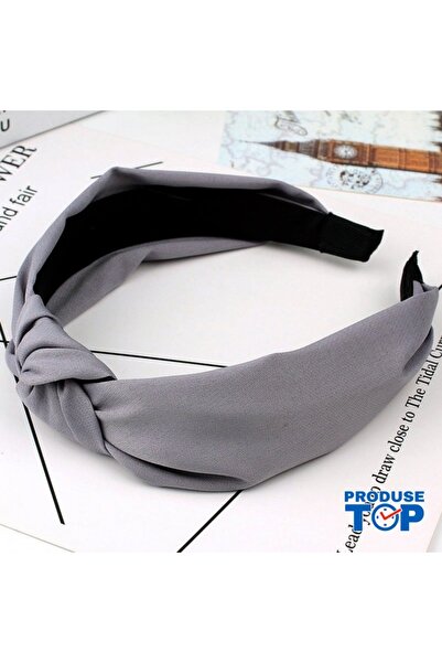 Produse.Top Headband, gray fabric crown with decorative knot BP05