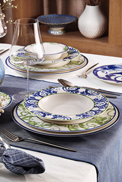 Kütahya Porselen Verde Azul 24 Parça 6 Kişilik Yemek Takımı