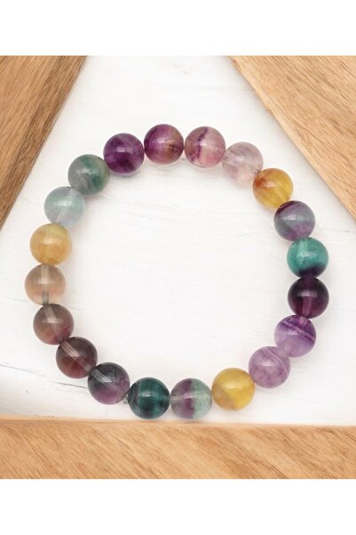 Taşmir سوار من حجر الفلوريت الطبيعي بقطع دائري 10 ملم