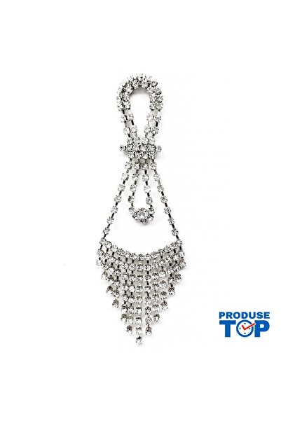 Produse.Top Cercei lungi eleganți din argint cu franjuri și pietre CW39