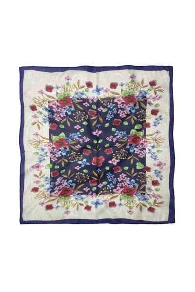 Sultan İpek Cotton Polyester Floral Patterned Scarf / Bandana 60X60Cm