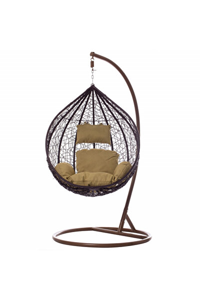 Q DECOR home&kids&garden Cocoon Swing Chair, Metal and Rattan, 92x109x64cm, S...