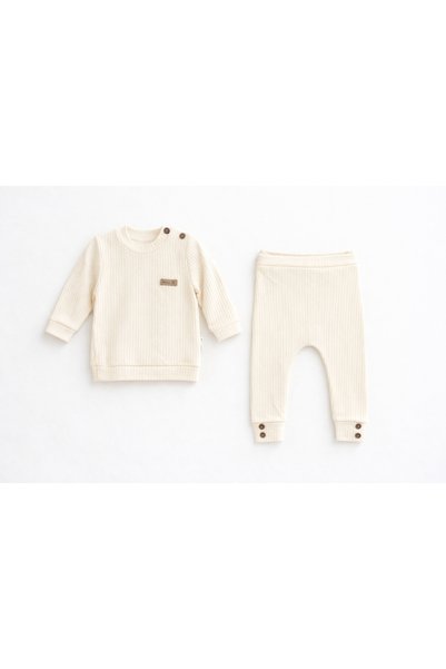 Atlas Baby House Unisex Cotton Report Combed Cotton Ecru 2-Piece Set