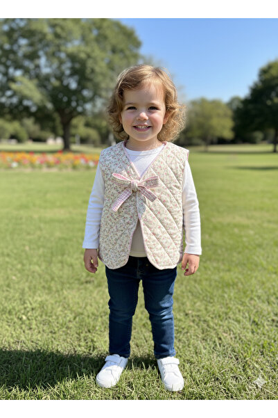 ebrulim Quilted Baby Children's Vest with Flowers