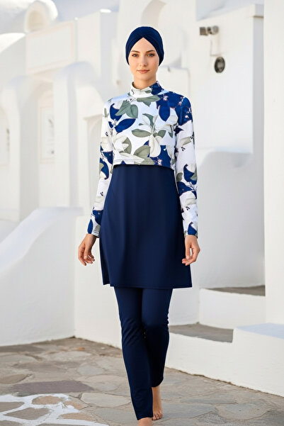 Marina Fully Covered Hijab Swimsuit Navy Blue 1972