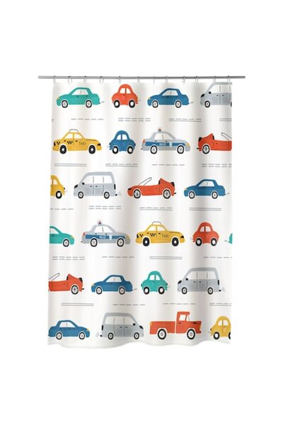 OEM Shower Curtain, Bathtub Curtain for Bathroom Art Kids Traffic Cars, Multi...