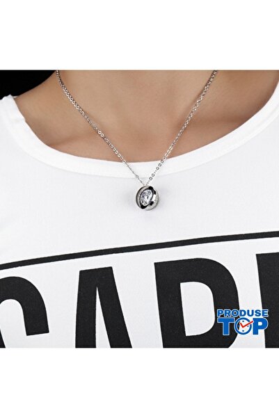 Produse.Top Colier din argint și negru cu pandantiv sferă LOVE