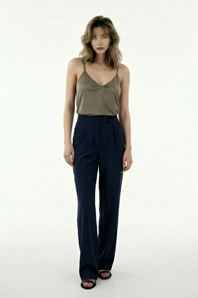 DIANNA Likralı Çift Düğmeli Esnek Laciveret Palazzo Pantolon