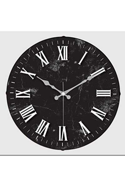 Home Decorative Curved Glass Wall Clock with Marble Pattern and Roman Numerals