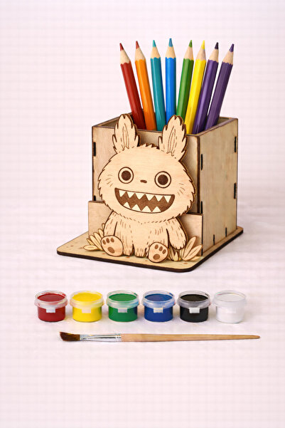 CARON CHOCOLATE حامل أقلام خشبي مزخرف بشخصيات كورومي |   اصنعها بنفسك |   منا...