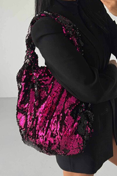AYAKKABI PRENSİ Usra Sequined Fuchsia Black