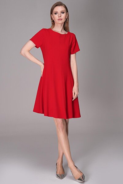 Journey Kayık Yaka-Kısa Kollu, Parçalı Mini Elbise