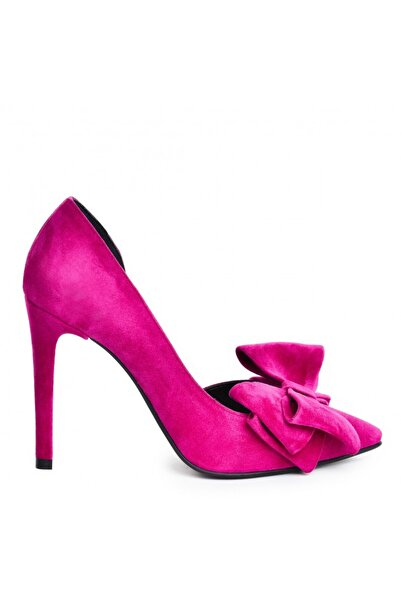 The 5th Element Magenta Cut genuine leather stiletto shoes with bow