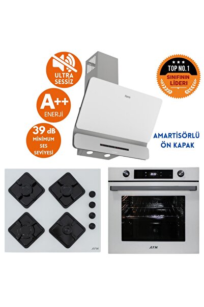 Ferre ve AFM Tech MARKALI ARO Sessiz Turbo Dijital Beyaz Ankastre Set (D081-S...