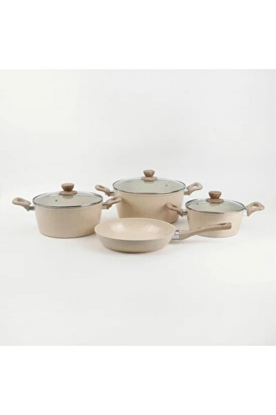TULIN Beige Granite Cookware Set, 7 Pieces
