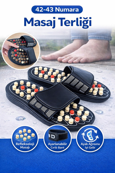 TeknoEser 42-43 Numara Masaj Terliği – Refleksoloji Tabanlı, Ayarlanabilir Cı...
