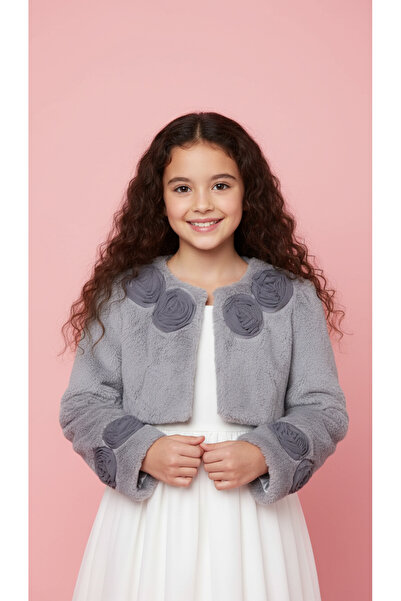 Jolanda بلوريه فرو مزين بالزهور للفتيات