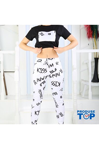 Produse.Top Fashion Women's Tracksuit White with Short Top and High Waist Pants