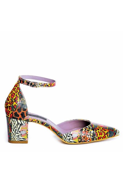 The 5th Element Pantofi cu toc gros piele Rosu Jungle Fancy Flats
