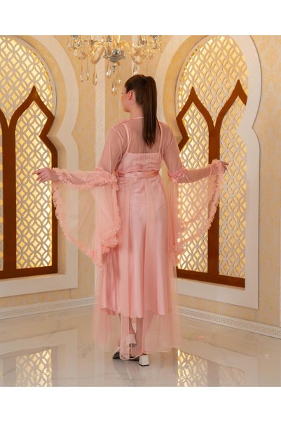 Limas lingerie روب طويل من قطعتين بتصميم خاص وتفاصيل دانتيل