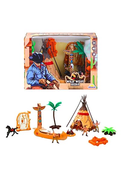 Sunman 0805-1 KOVBOY OYUN SETİ KIZILDERELİ ÇADIR MÜZİKLİ IŞIKLI 3+
