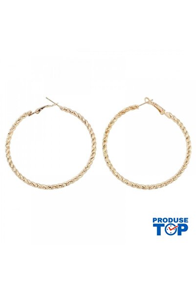 Produse.Top Cercei rotunzi eleganți aurii cu textură împletită CW09